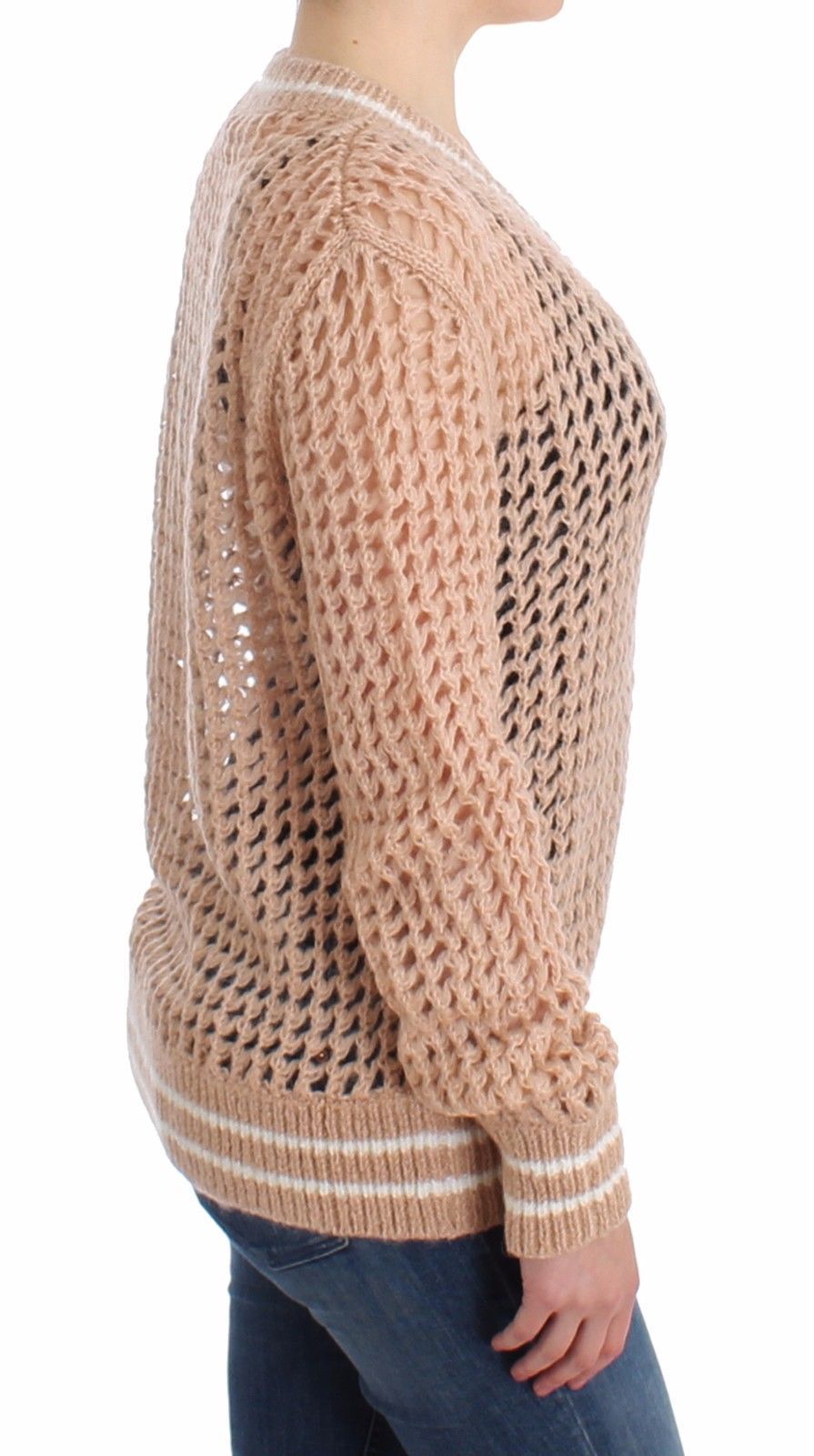 Beige Crochet Cardigan Mohair Sweater Knit