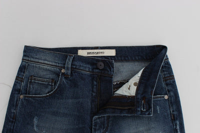 Blue Straight Jeans Denim Pants High Waist