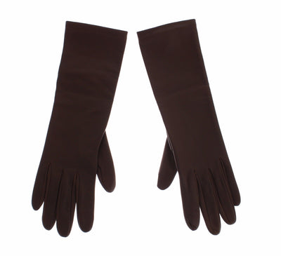 Brown Leather Wrist Slim Womens Gloves