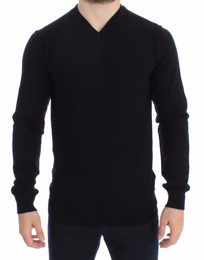 Black Cashmere V-neck Sweater Pullover Top