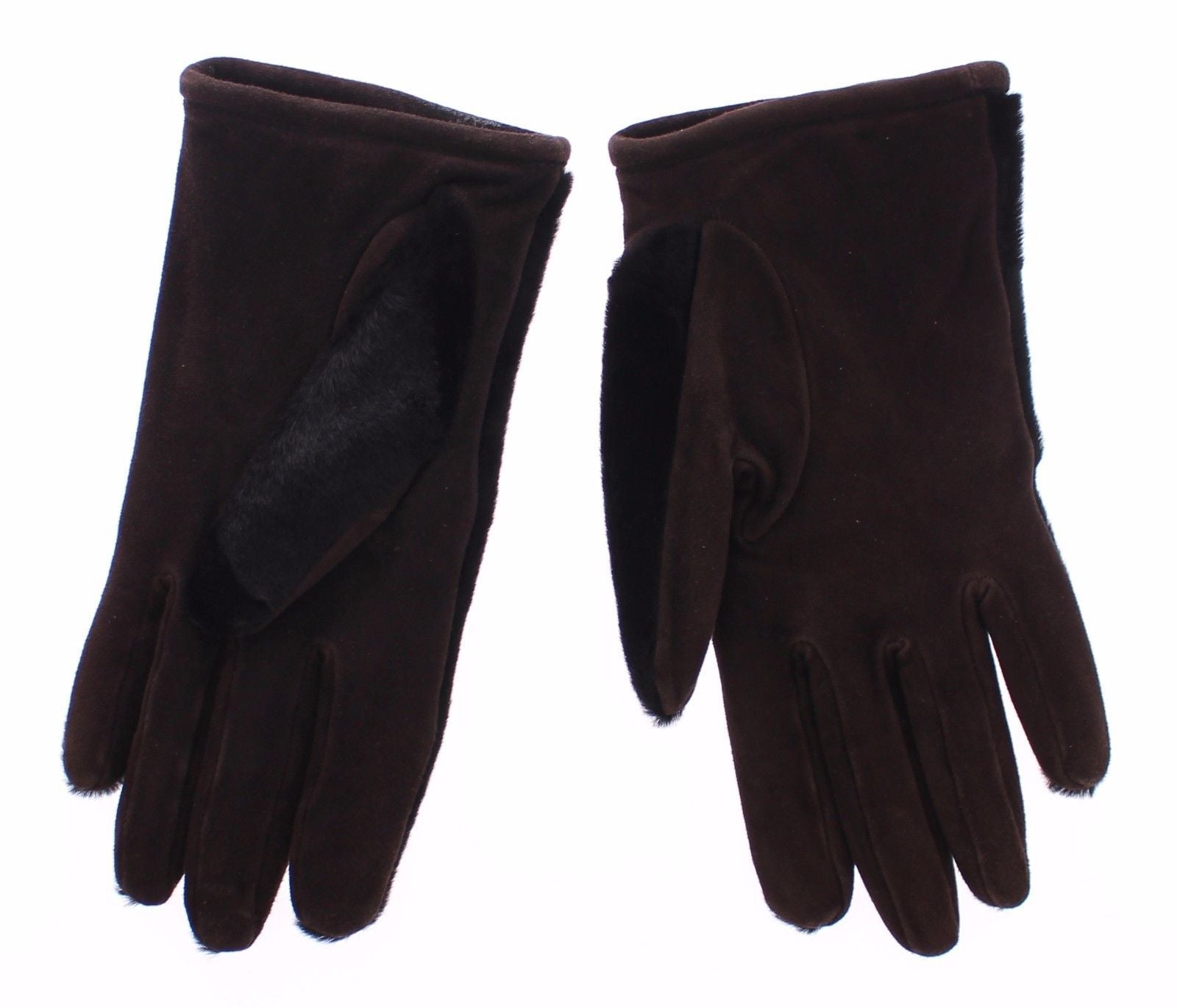 Brown Kangaroo Lambskin Fur Suede Wrist Gloves