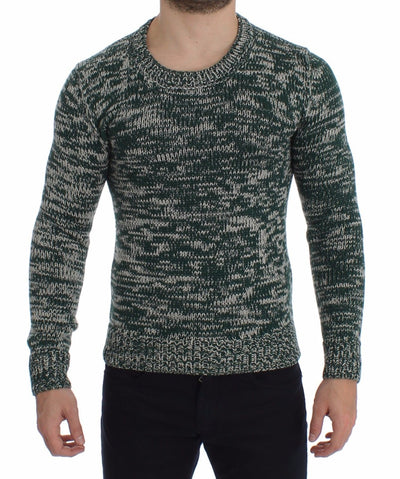 Green Wool Knitted Crewneck Sweater Top