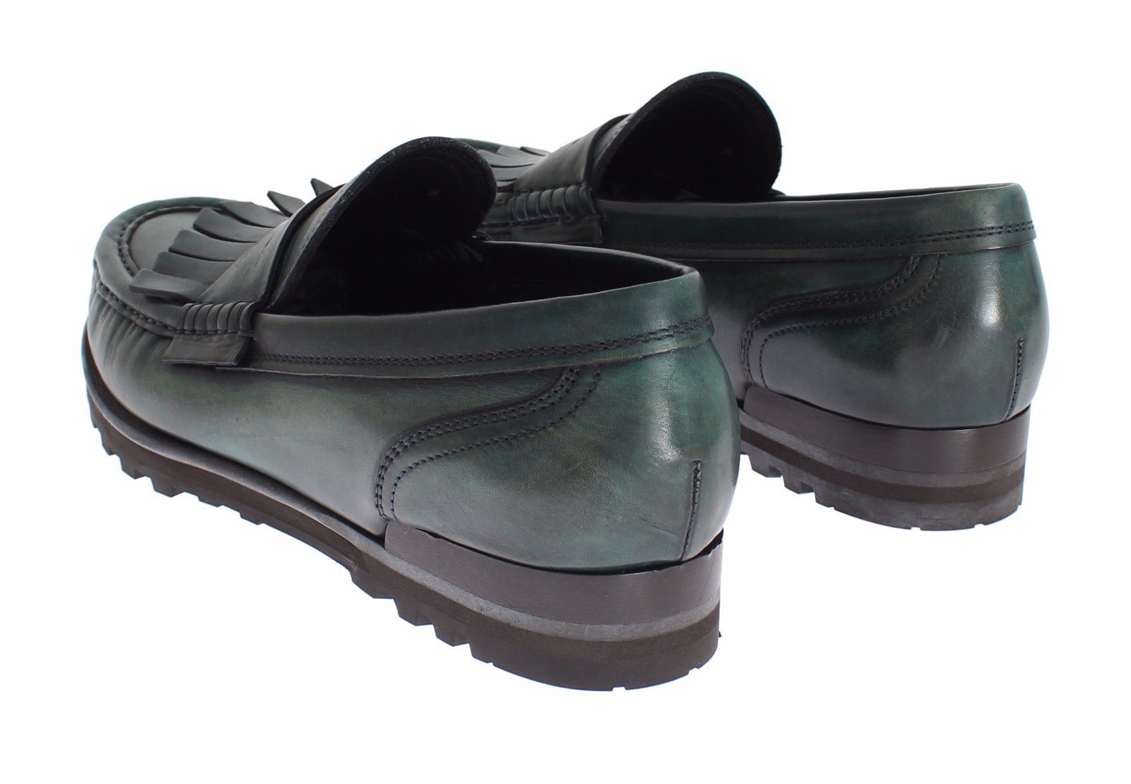 Green Leather Loafers Casual Dress Shoes