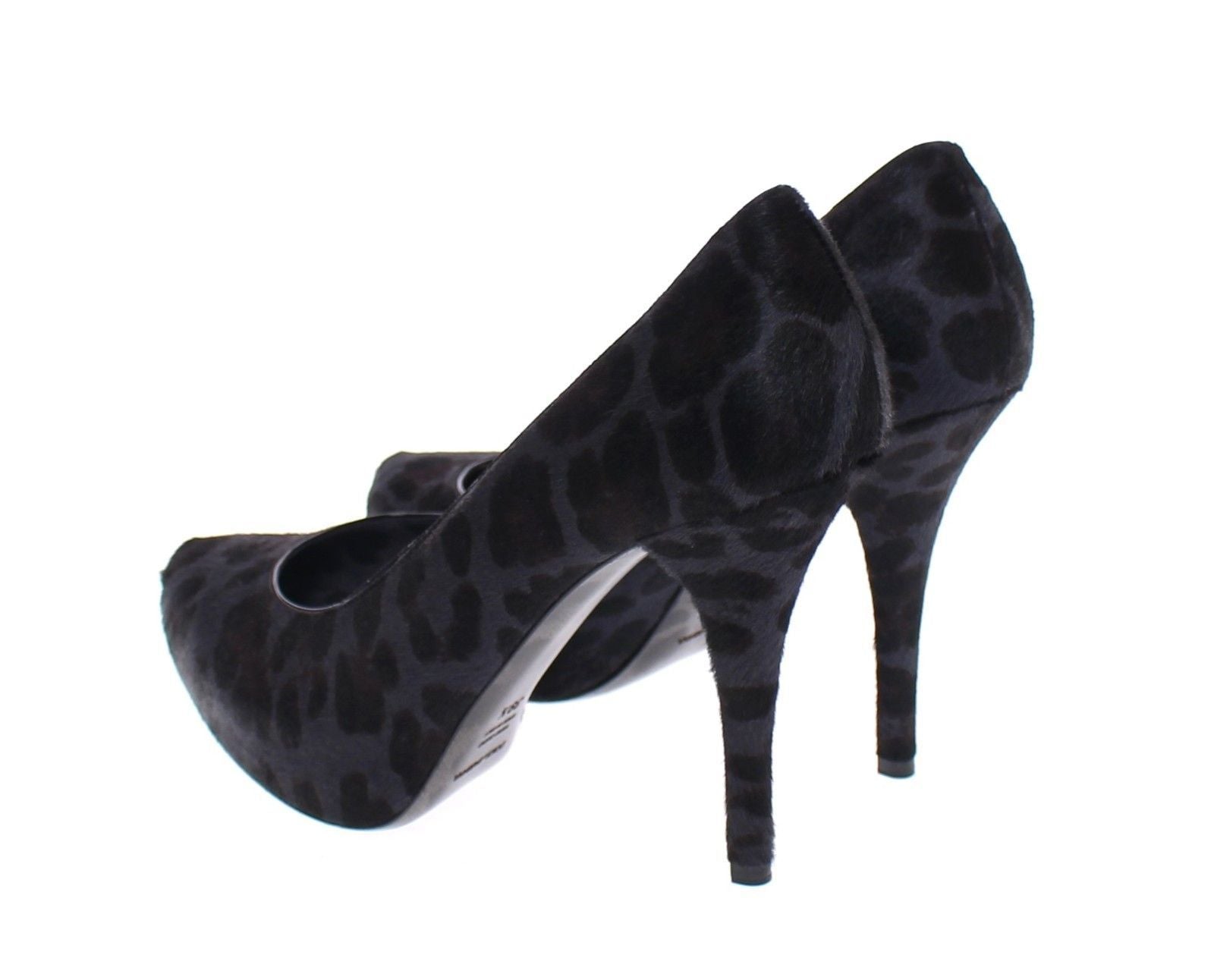 Black Leather Fur Hair Leopard Pumps Shoes