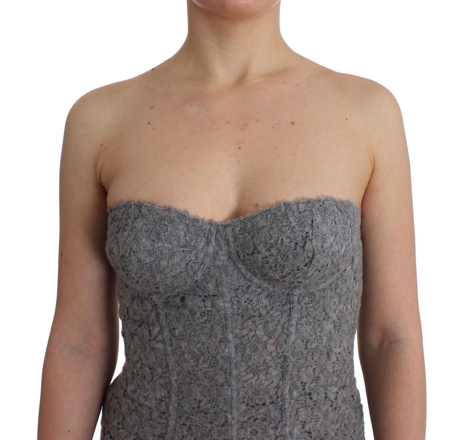 Lingerie Gray Corset Bustier Top Floral Lace