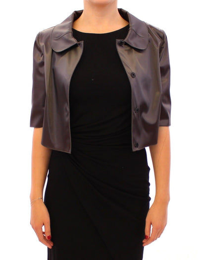Shiny Gray Stretch Bolero Shrug Jacket