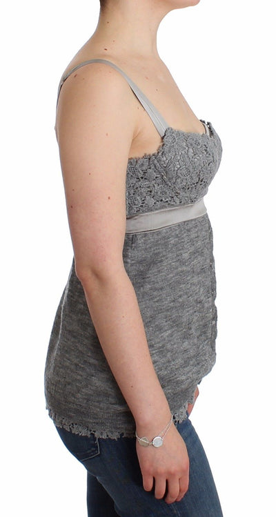 Lingerie Gray Bustier Top Camisole Cami Lace