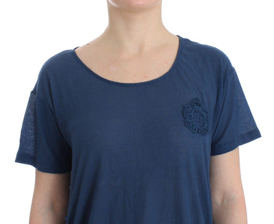 Beachwear Blue Cotton T-shirt Blouse Top