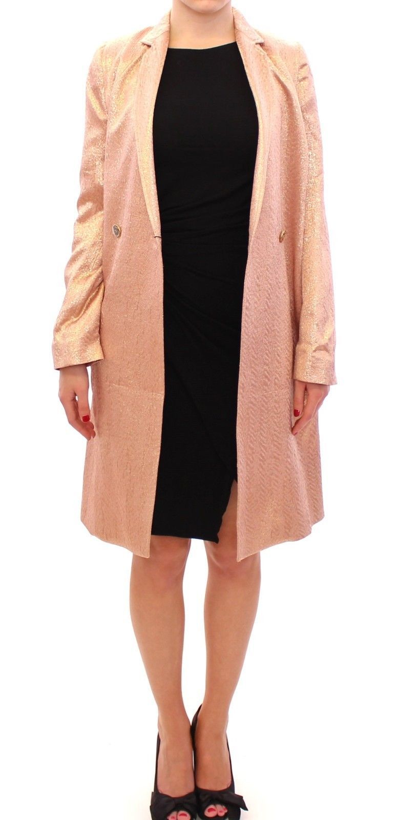 Pink Wrap Slim Coat Jacket Giacca