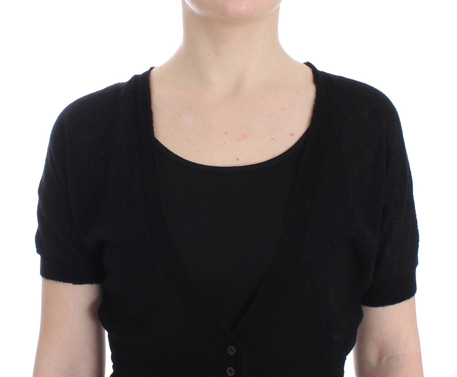 Lingerie Knit Black Wool Sweater Cardigan