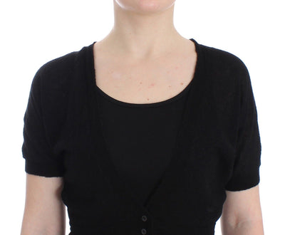 Lingerie Knit Black Wool Sweater Cardigan
