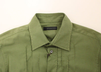 Green Cotton Casual Long Sleeve Shirt Top