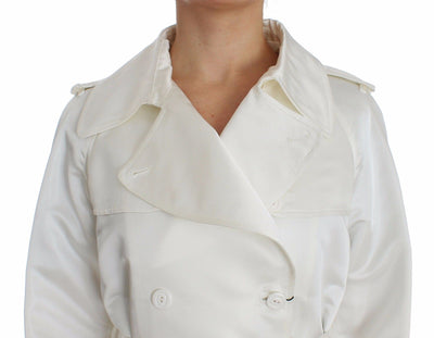 White Shiny Acetate Trench Coat Jacket
