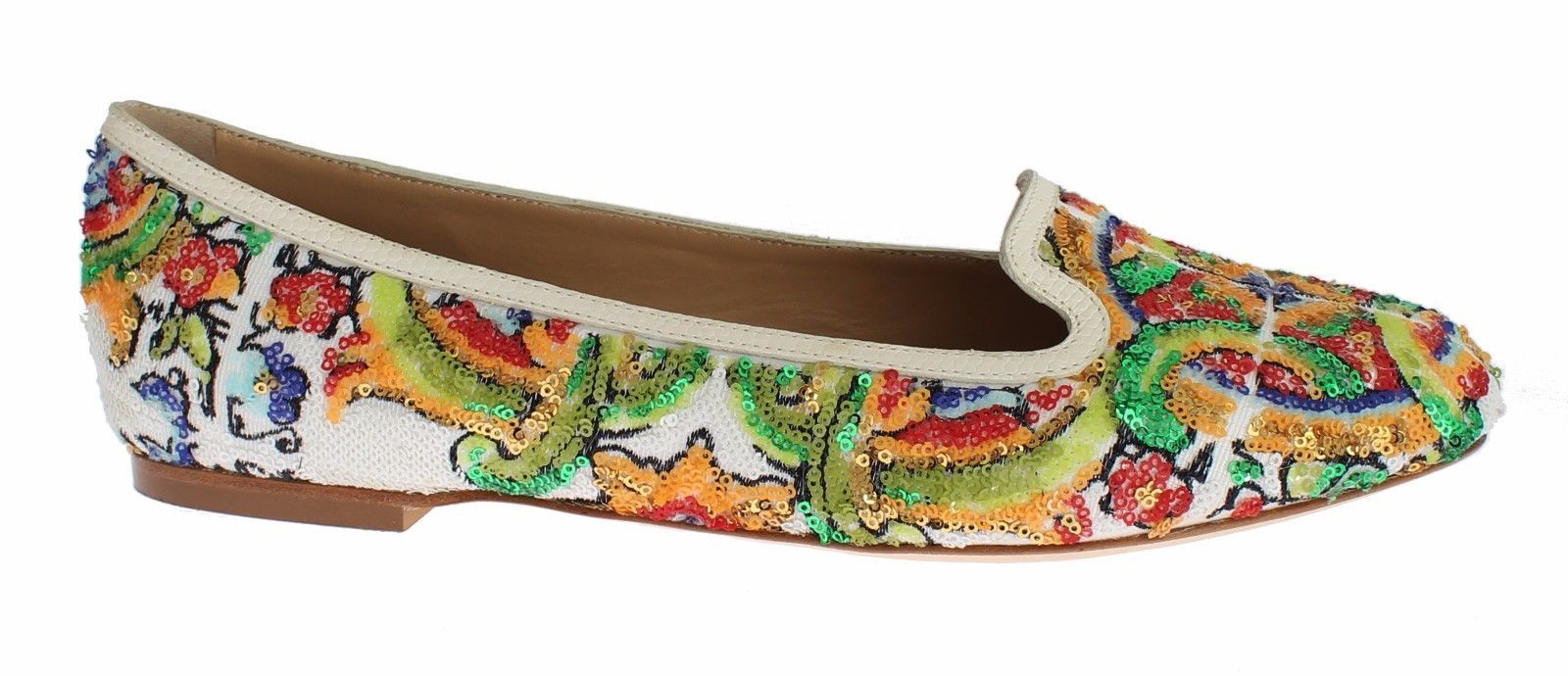 Majolica Silk Leather Sequin Loafers Shoes