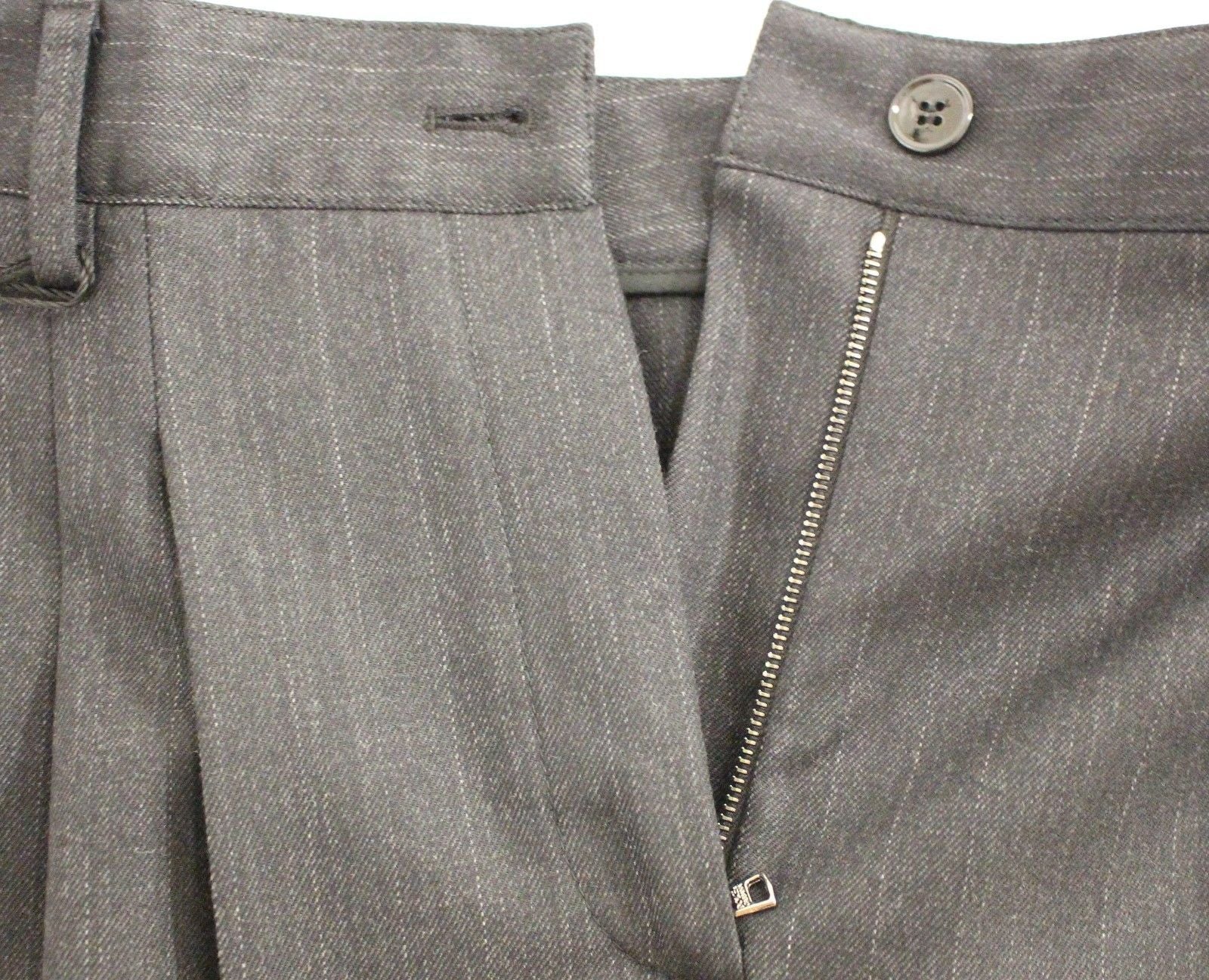 Black Wool Striped Pattern Shorts Pants