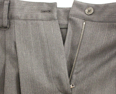Black Wool Striped Pattern Shorts Pants
