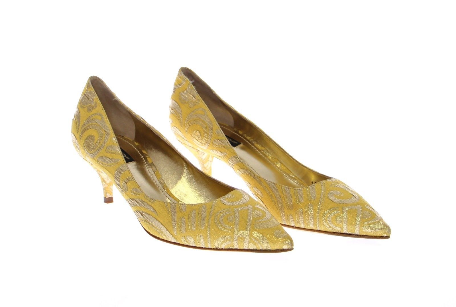 Yellow GOLD Brocade Pumps Pointy Shoes
