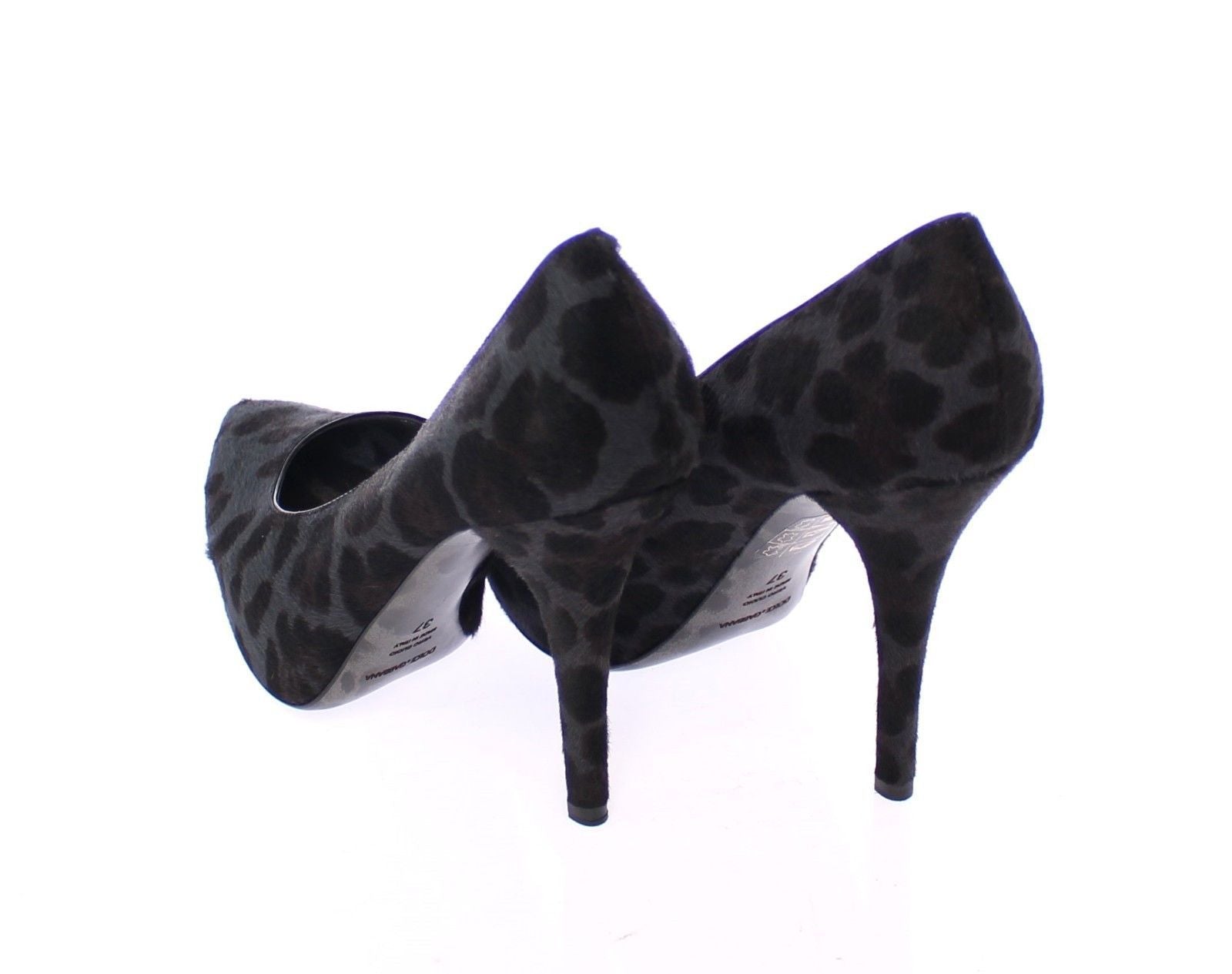 Black Leather Platform Leopard Pumps Shoes