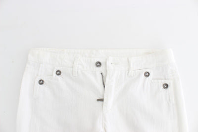 White Cropped Jeans Denim Pants Branded Capri