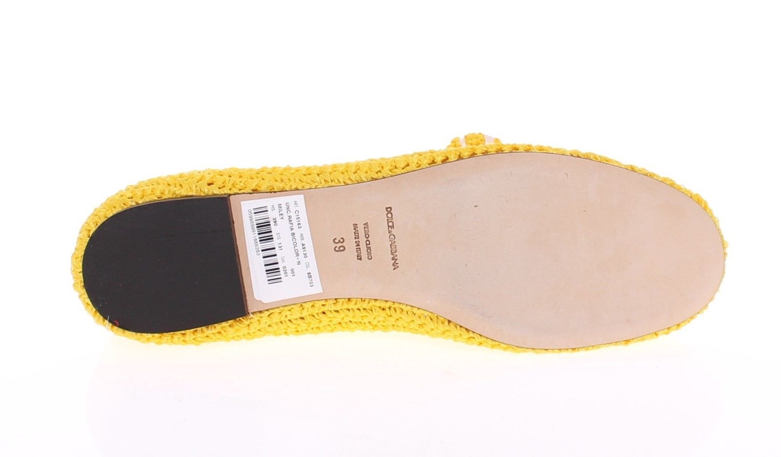 Yellow Viscose Knitted Ballet Flats Shoes