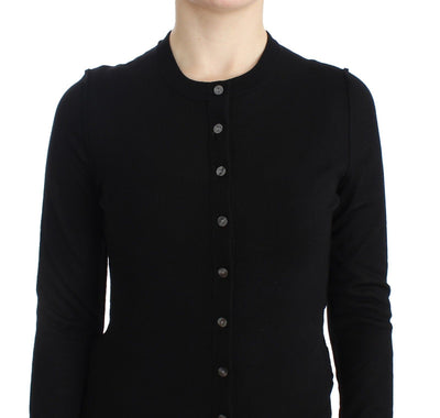 STAFF Black Wool Cardigan Sweater Crew Neck
