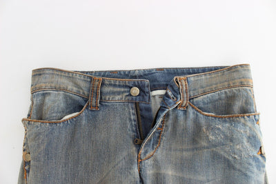 Blue Cropped Jeans Denim Pants Branded Capri