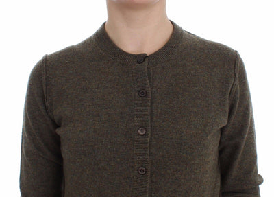 Brown Cashmere Button Cardigan Sweater