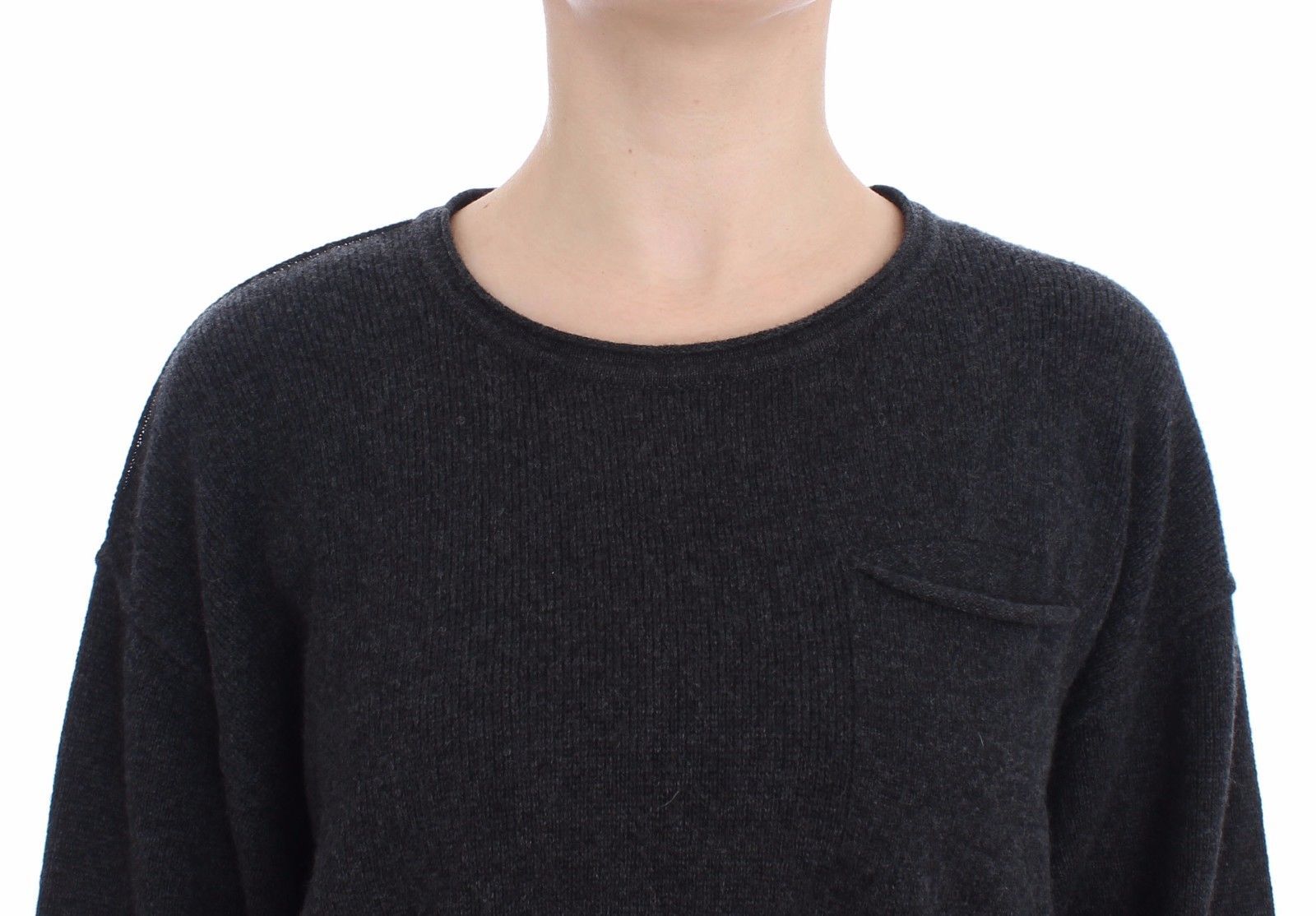 Gray Cashmere Crewneck Sweater Pullover