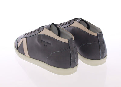 Dark Gray Leather Logo Sport Sneakers Shoes