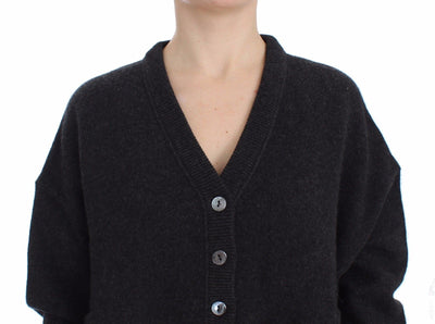 Gray Knitted Cashmere Cardigan Sweater