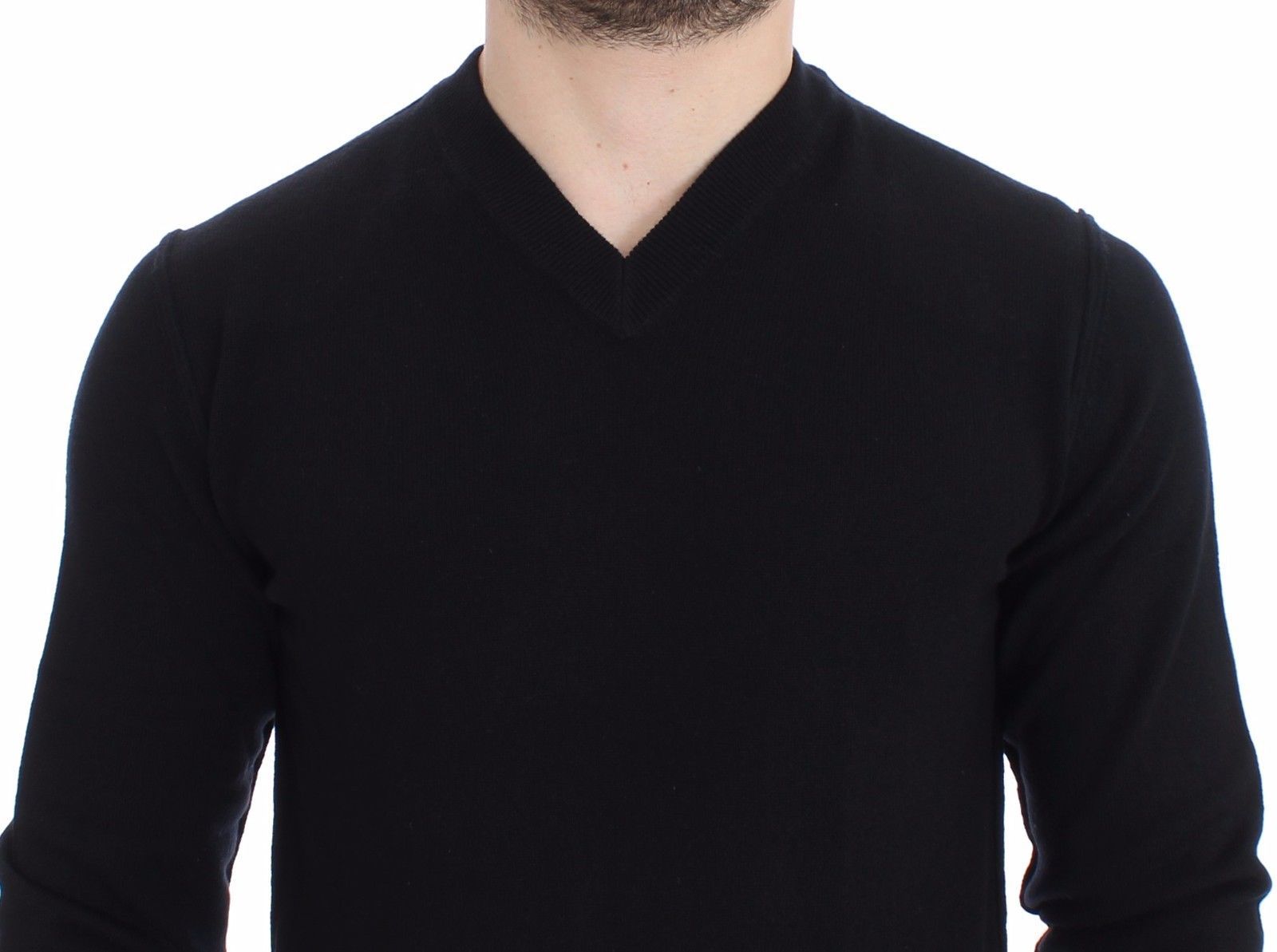 Black Cashmere V-neck Sweater Pullover Top