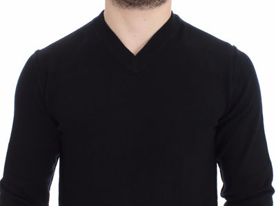 Black Cashmere V-neck Sweater Pullover Top