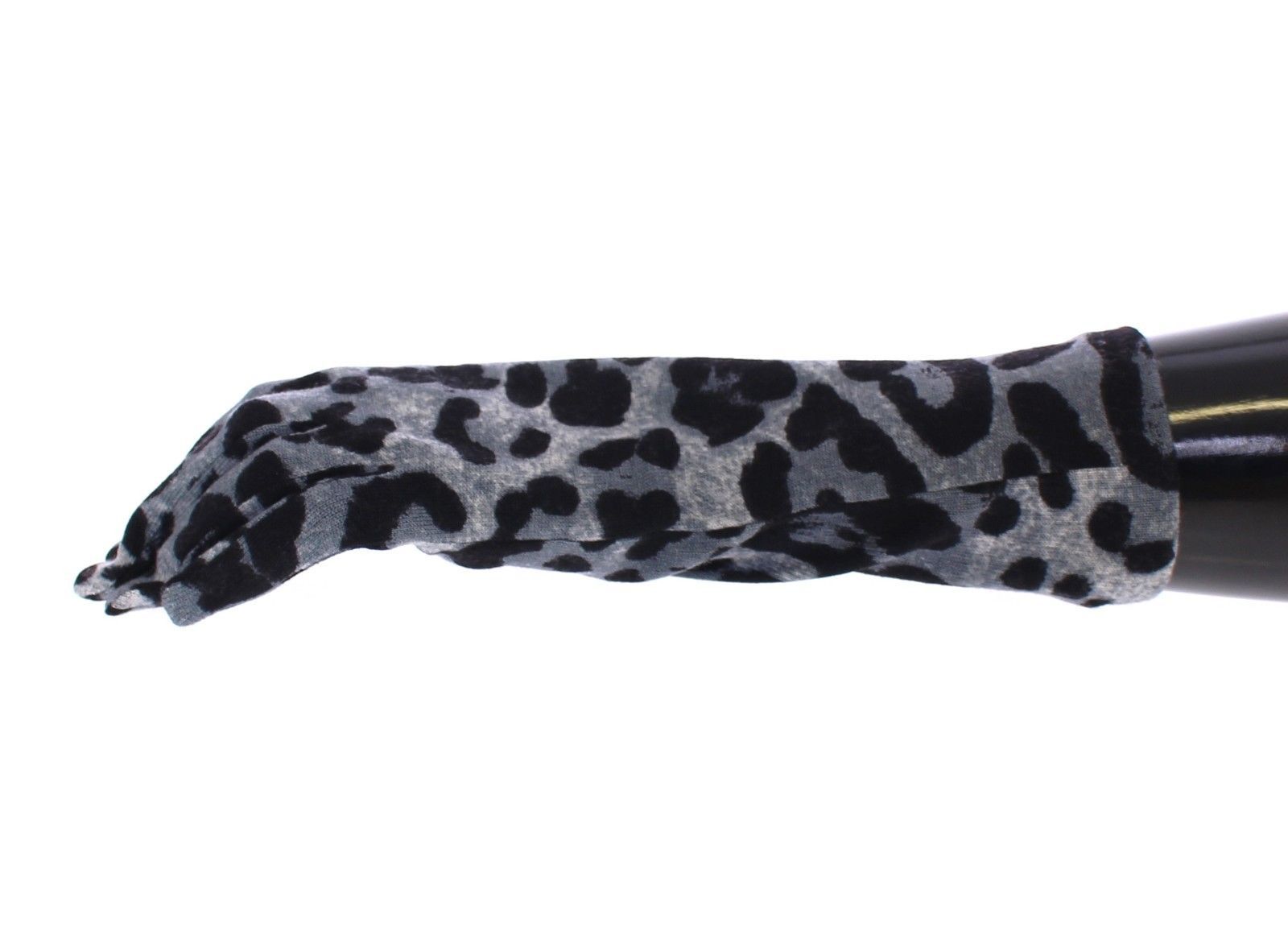 Blue Classic Leopard Print Long Wool Gloves