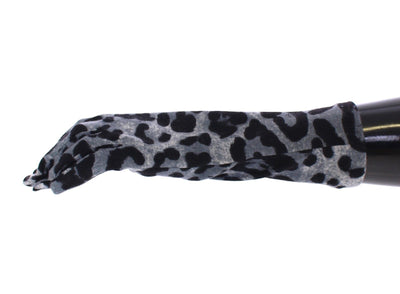 Blue Classic Leopard Print Long Wool Gloves