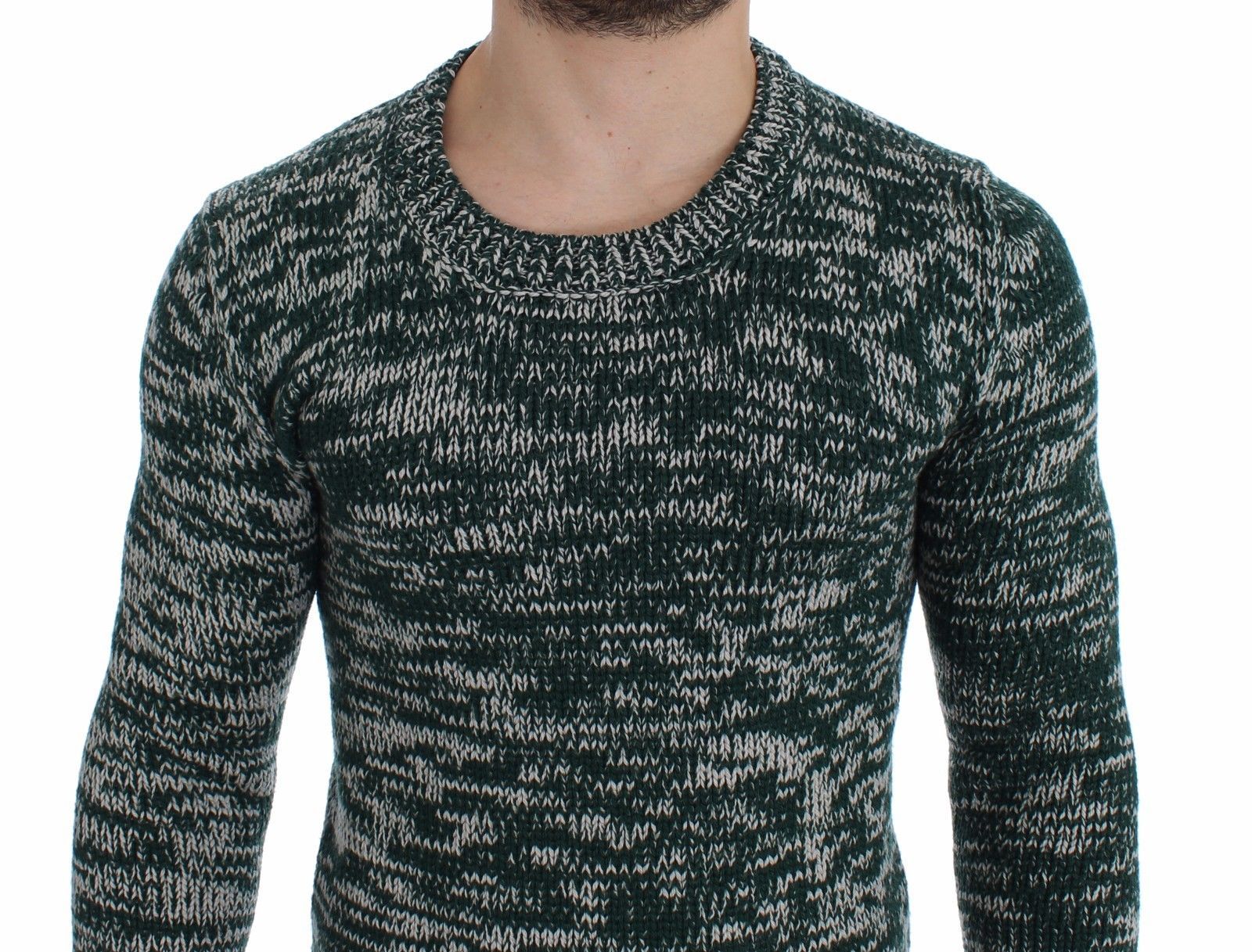 Green Wool Knitted Crewneck Sweater Top