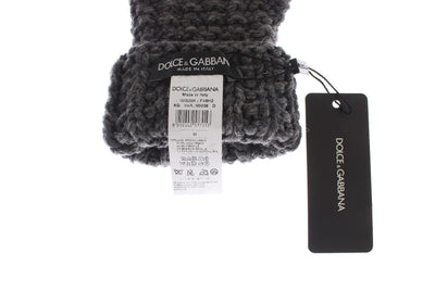 Gray Knitted Wool Fingerless Mens Gloves