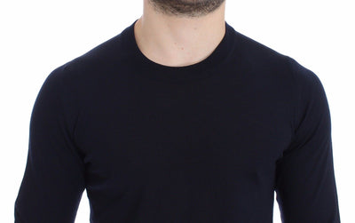 Blue Crewneck Wool Sweater Pullover Top