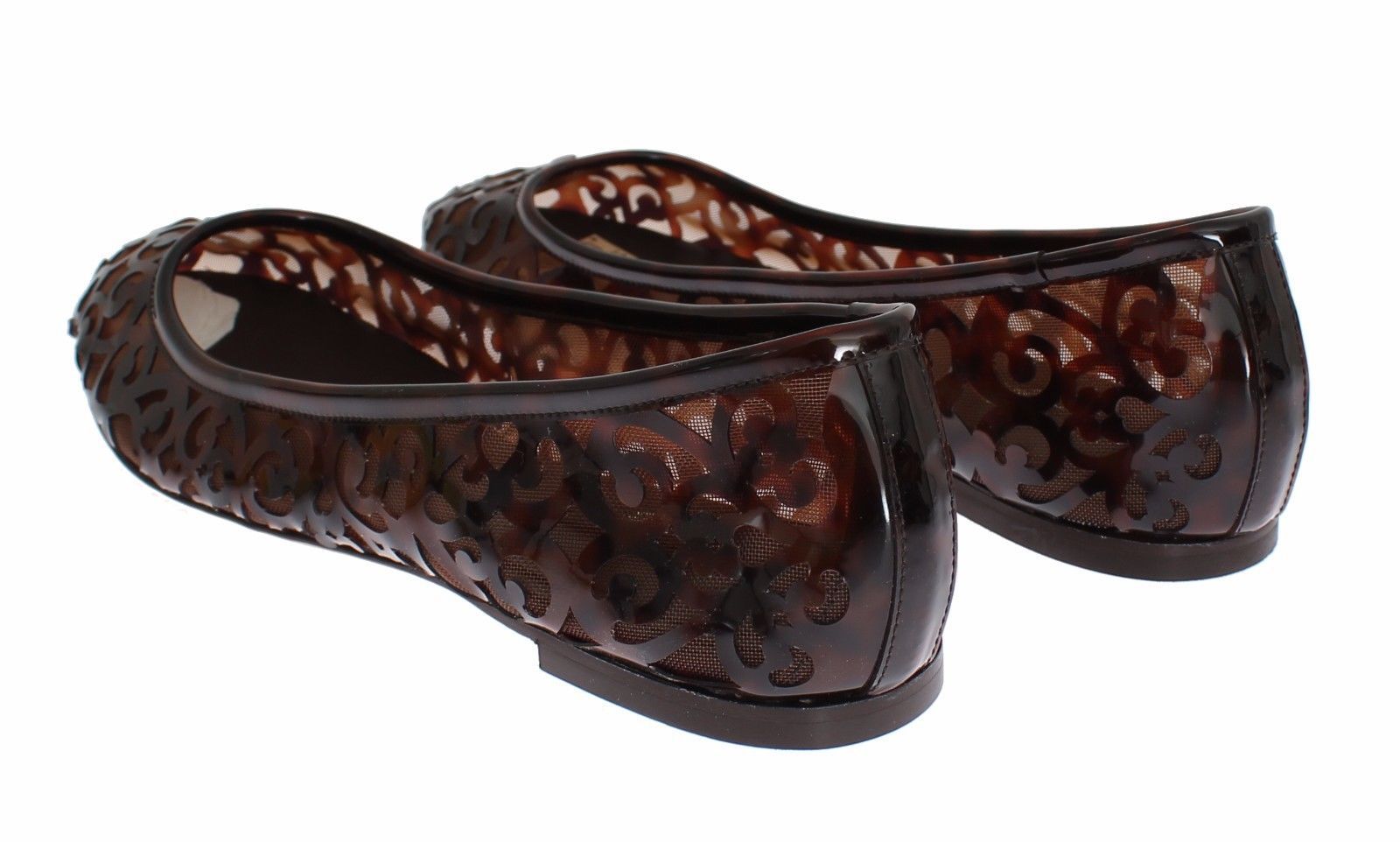 Brown Jacquard PVC Ballet Loafer Flats Shoes