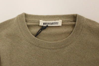 Beige Wool Cashmere Crewneck Pullover Sweater