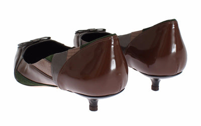 Brown Suede Leather Kitten Heels Shoes