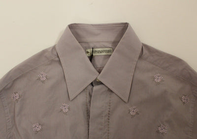 Light Purple Floral Cotton Casual Shirt Top