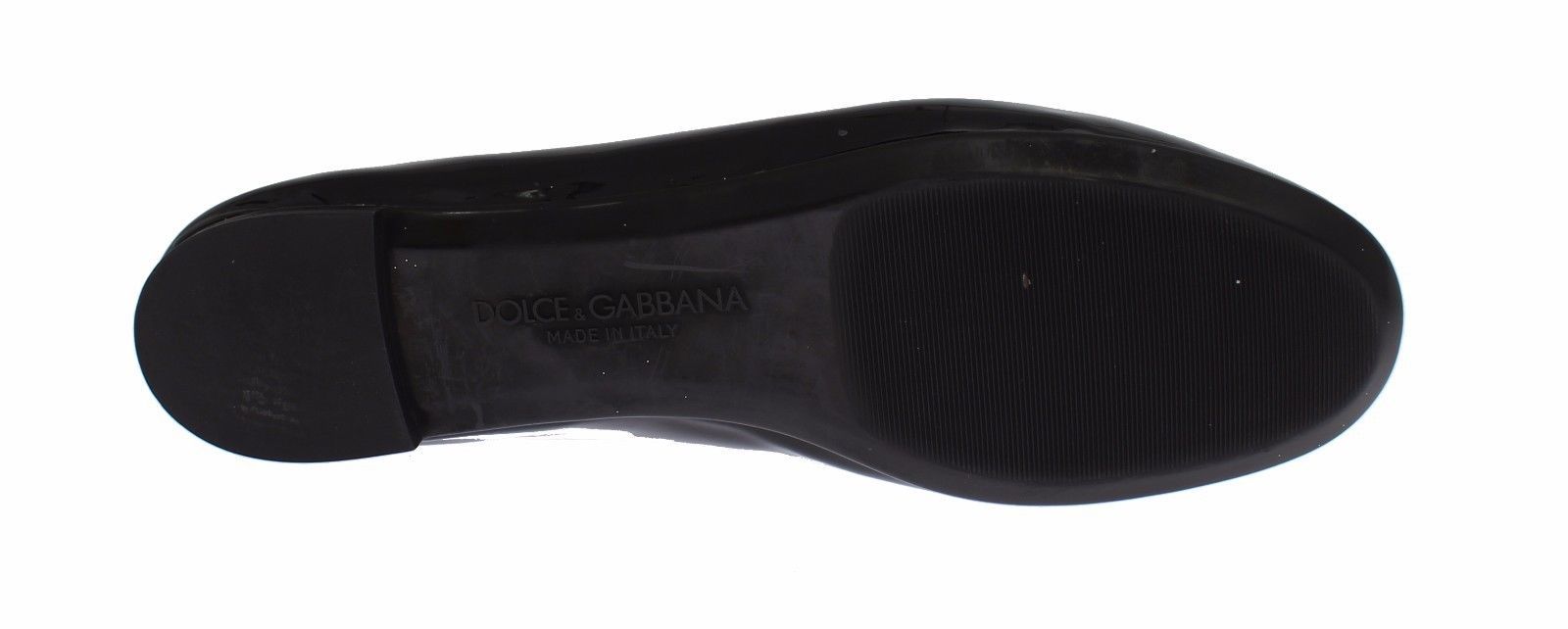 Black Patent Leather Heart Ballet Flat Shoes