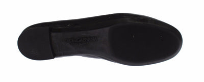 Black Patent Leather Heart Ballet Flat Shoes