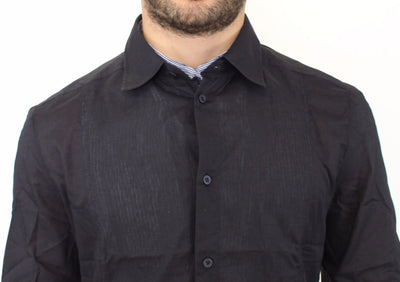 Black Slim Fit Cotton Casual Shirt Top