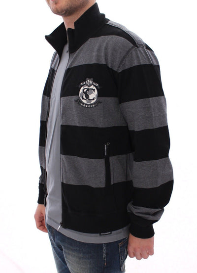 Gray Striped Full Zip Sweater Jacket Jumper