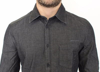 Gray Stretch Denim Jeans Cotton Casual Shirt