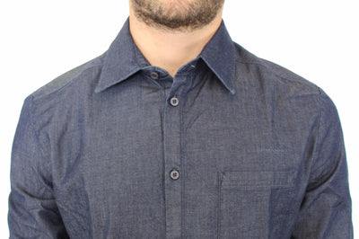Blue Stretch Denim Jeans Cotton Casual Shirt