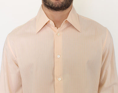 Orange Cotton Striped Casual Shirt Top