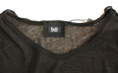 Black Linen Logo V-neck Sweater Pullover