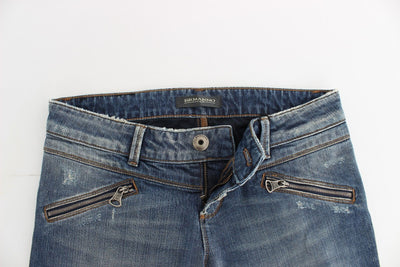 Blue Slim Jeans Denim Pants Straight Stretch